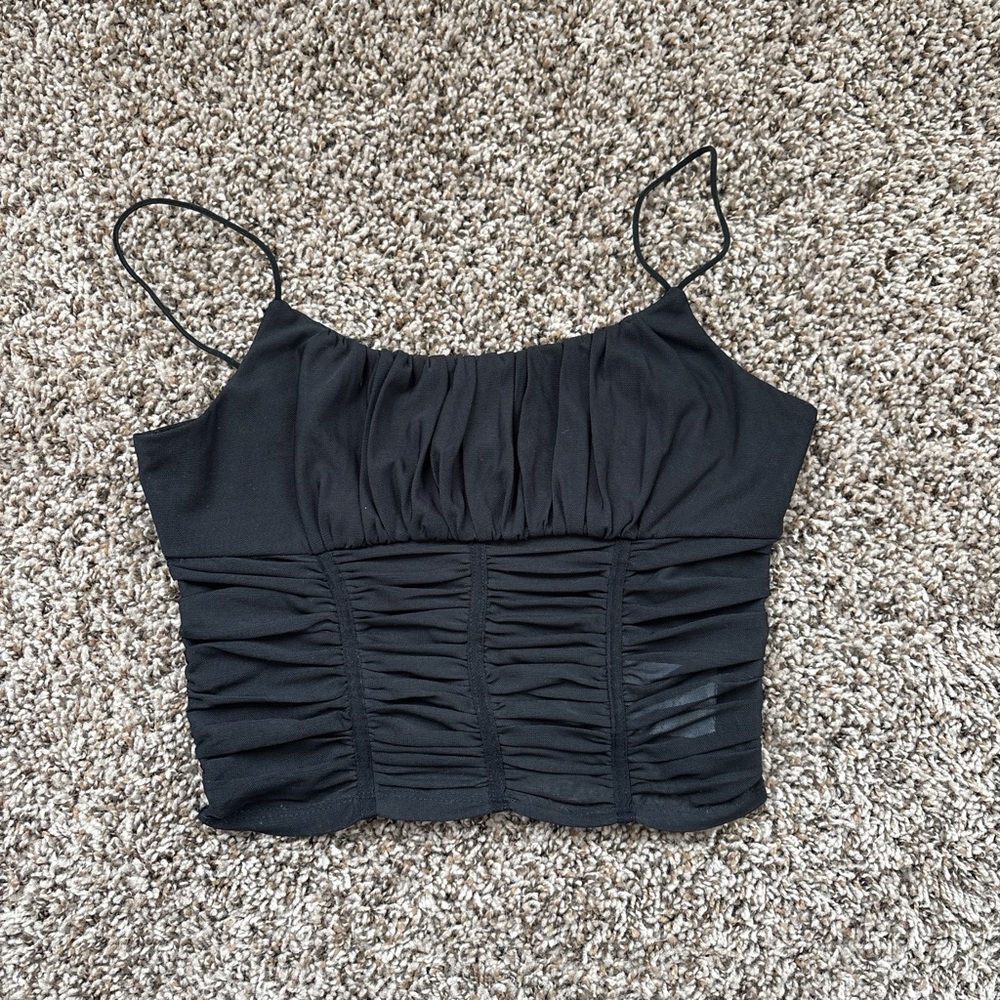 Princess Polly Black mesh crop top